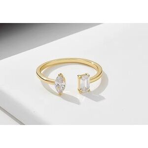 NEW Gold Filled‎ Ring, Baguette & Marquise Cut Simulated Diamond Adjustable Band